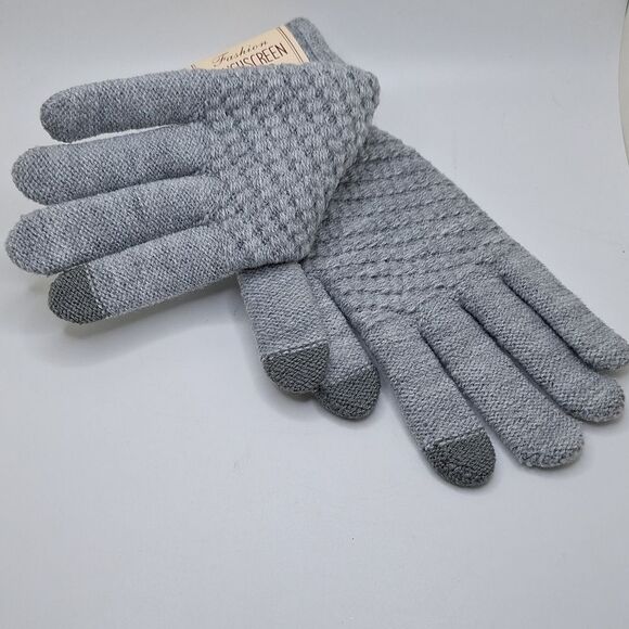 Gray touch screen acrylic winter gloves - Picture 4 of 6